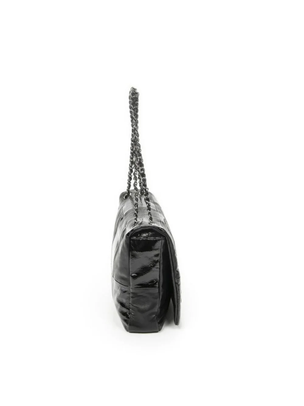Chanel Brooklyn Ligne Patchwork Chain Flap Bag Black Leather